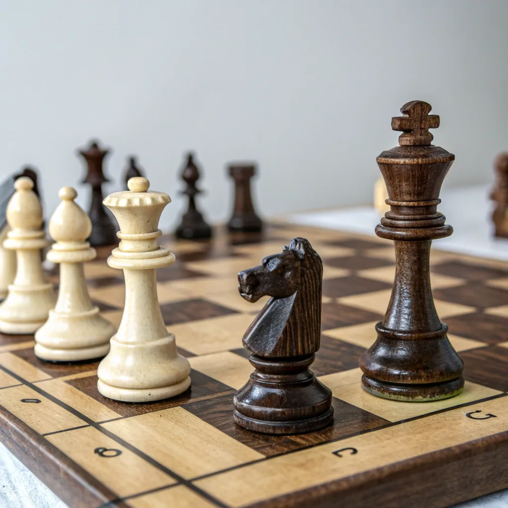 Chess pieces on a board
