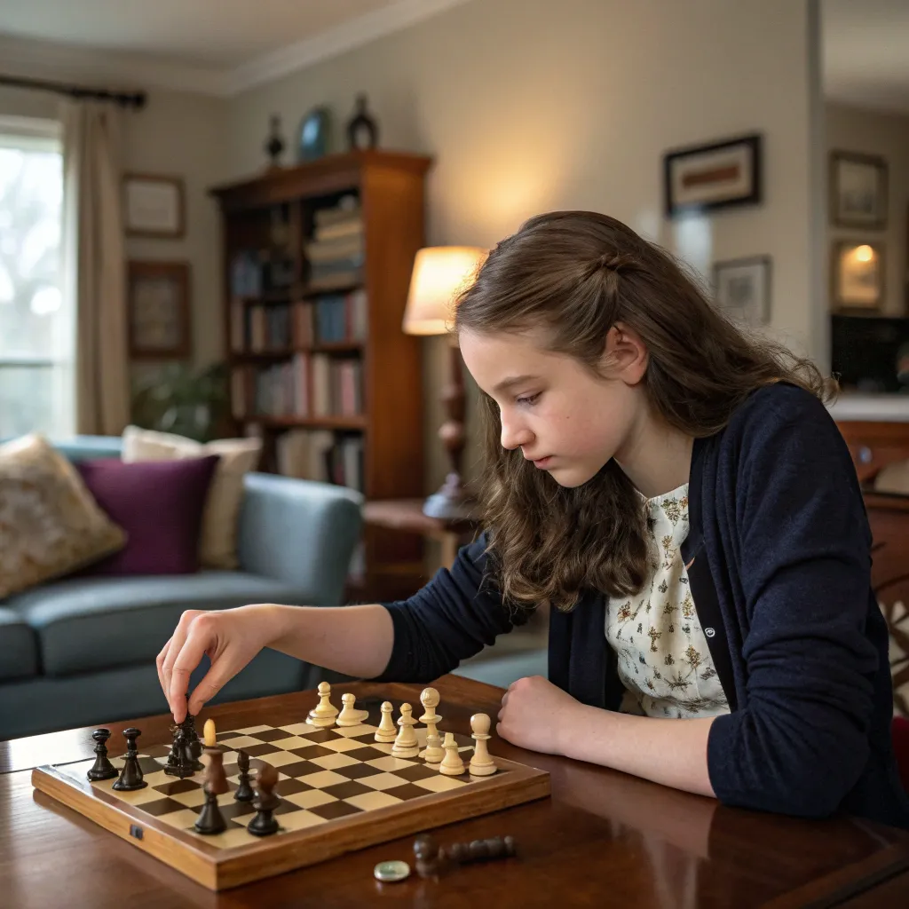 Emily Thompson playing chess